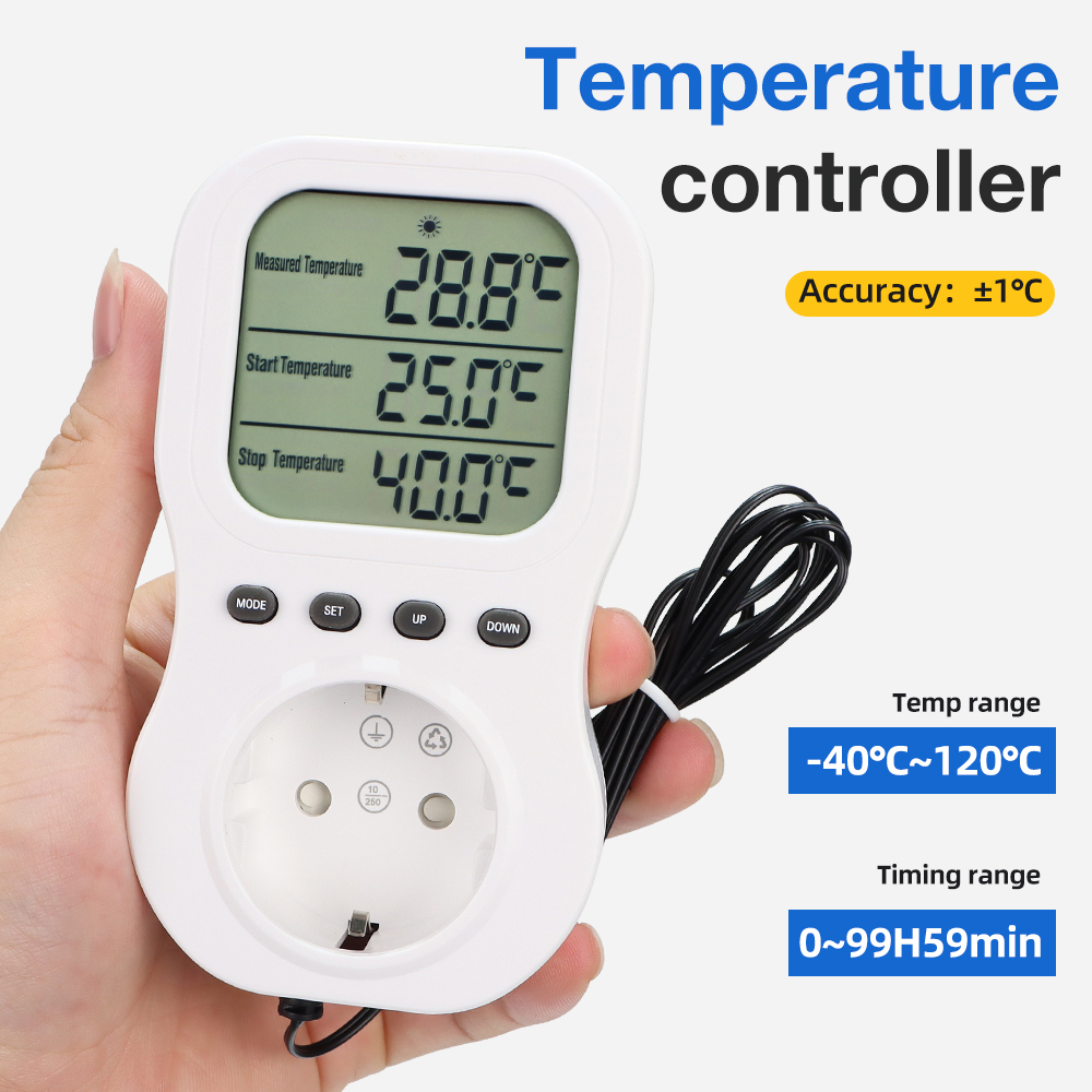 Wifi Thermostat - スマートサーモスタット LCD デジタルタイマーソケット 多機能温度コントローラースイッチ 暖房冷却コンセント NTCセンサー付き