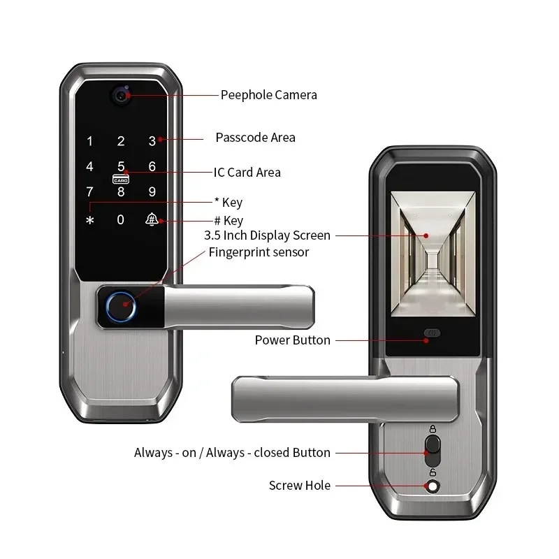 Tuya WiFiスマートドアロック、覗き穴カメラ付き、シン - Smart Door Lock Wifi のレビューと価格
