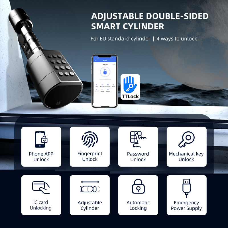 スマートユーロ型円筒形ドアロック。TTLockアプリ対応、キ - Smart Door Lock Wifi のレビューと価格