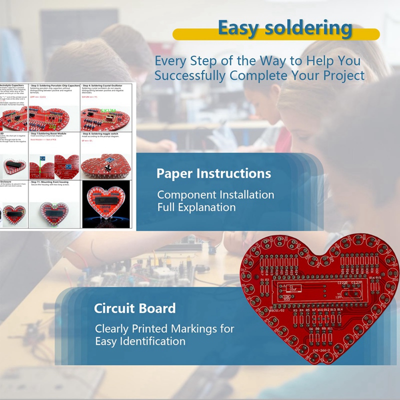 ● はんだ付け練習キット、ハート型LEDライトはんだ付けプロ - Electronics Project Kit のレビューと価格